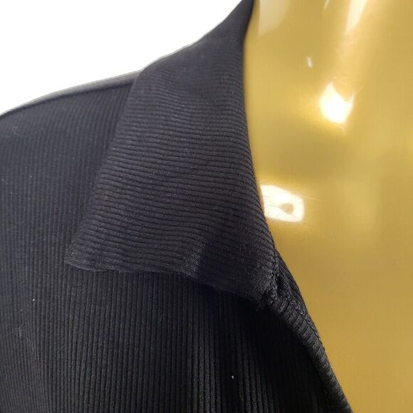 Ambiance Black Mini Dress Med to Large* Ribbed Collared Pullover Stretch Bodycon - Picture 8 of 11